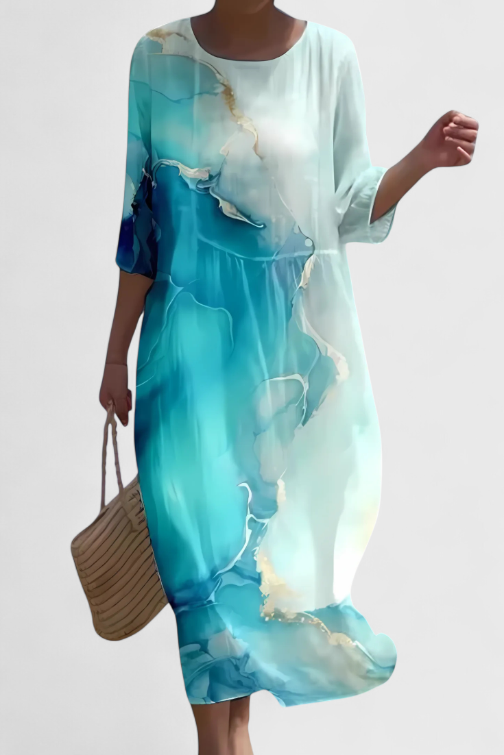 Esperanza | Vestido Midi Floral con Cuello Redondo