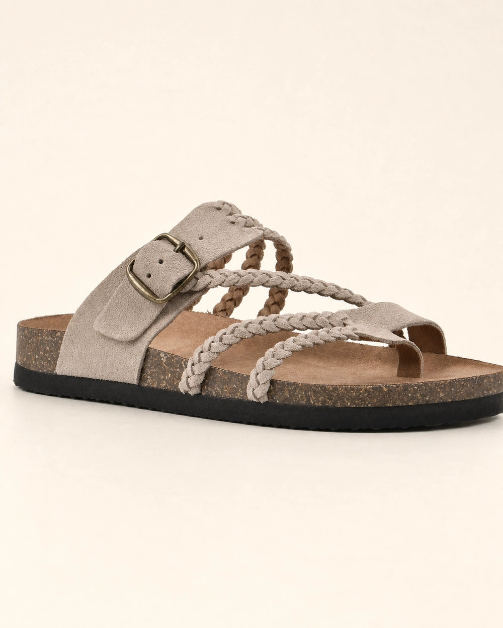 Sandalias planas de mujer con tiras trenzadas y hebilla — image 11
