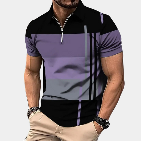 Polo de Hombre Momount Color Block – Rayas Horizontales Manga Corta Casual