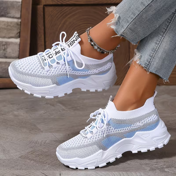 Momount Mujer Zapatillas Chunky – Malla Con Cordones Plataforma Bicolor Estilo Dad