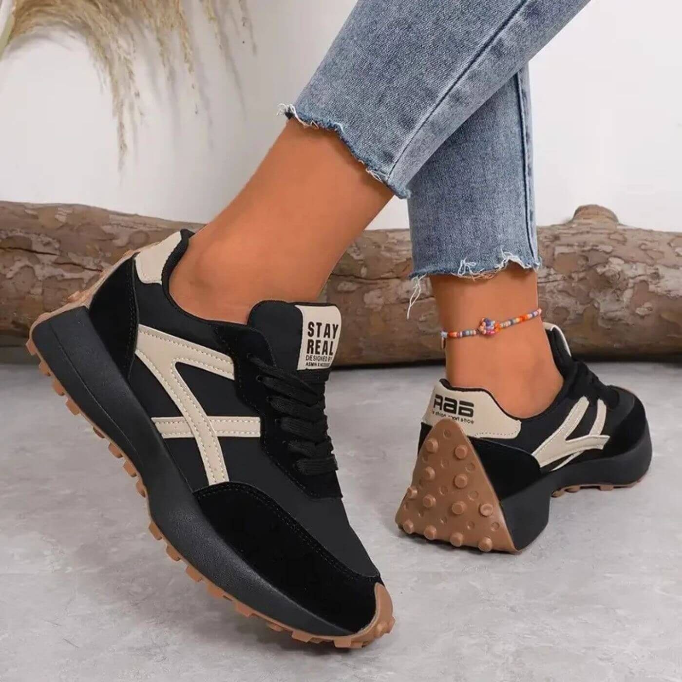 Delphine | Zapatillas Retro Deportivas con Rayas y Cordones