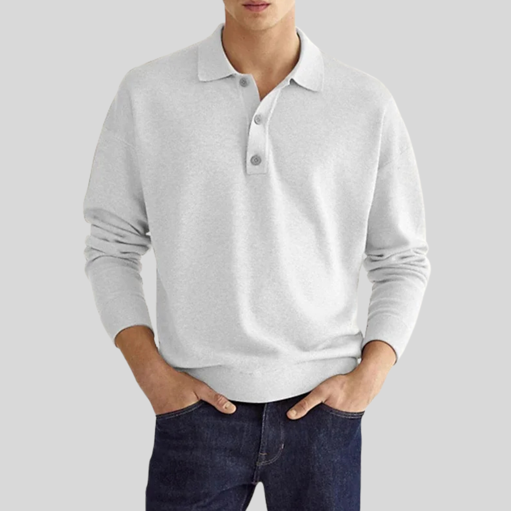 Polo de Hombre – Manga Larga Cuello Clásico de Punto para Diario