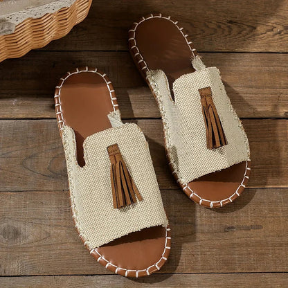 Serenella | Alpargatas Boho Tejidas con Borlas