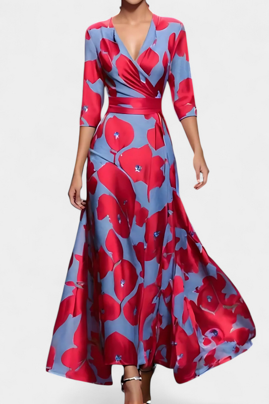 Lauren Floral Wrap Maxi Dress | V-Neck, Embroidered