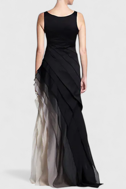 Ombre Layered Dress | Gradient Black to Ivory, Sleeveless