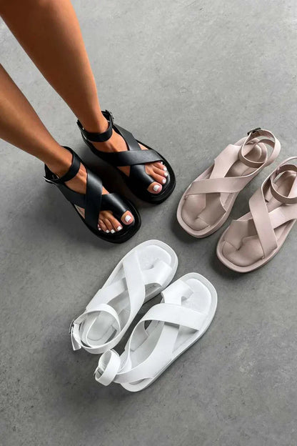 Sandalias Gladiadoras de Mujer – Cuero Coral Plataforma Tira al Tobillo