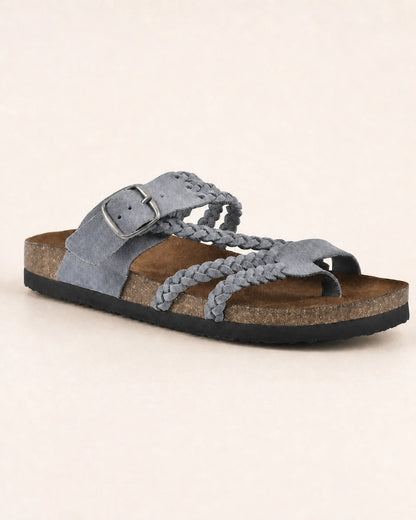 Sandalias planas de mujer con tiras trenzadas y hebilla — image 9