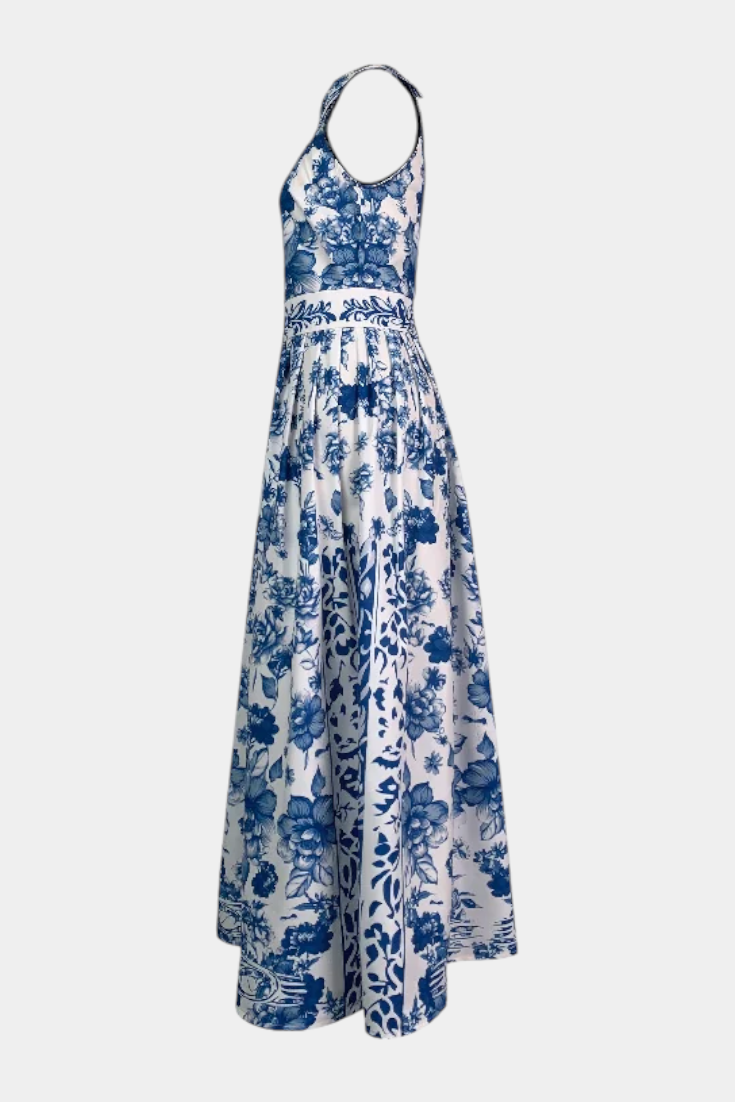 Persephone | Vestido Largo Halter con Estampado Elegante