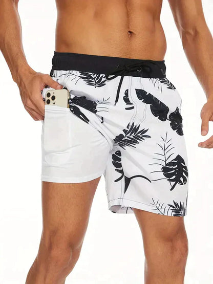 Bañador de Hombre Momount – Estampado Tropical, Bolsillo Móvil y Forro de Malla