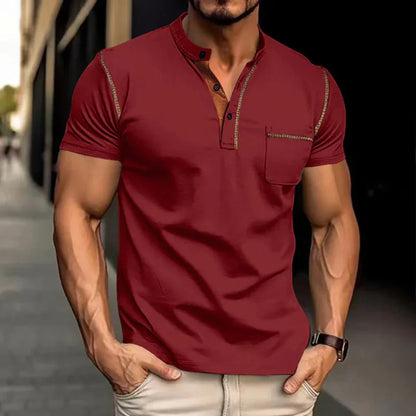 Polo de Hombre Momount – Cuello Mao con Ribete en Contraste y Bolsillo