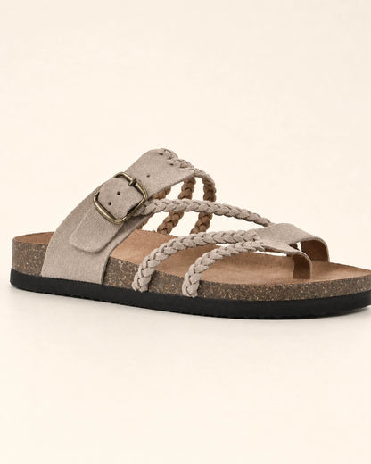 Sandalias planas de mujer con tiras trenzadas y hebilla — image 11