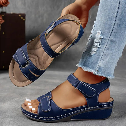 Belcanto | Sandalias de Cuña con Plataforma de Cuero y Velcro