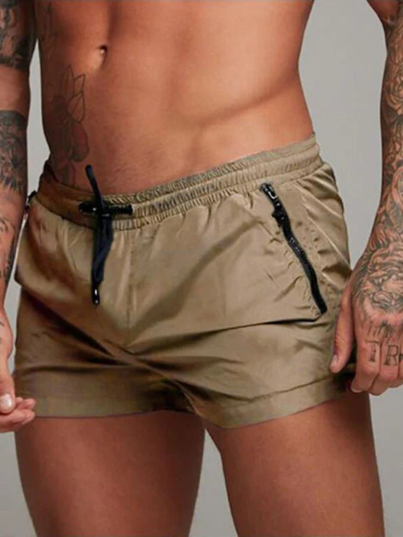 Bañadores de Hombre – Bañador Slim Fit Negro de Secado Rápido con Cordón