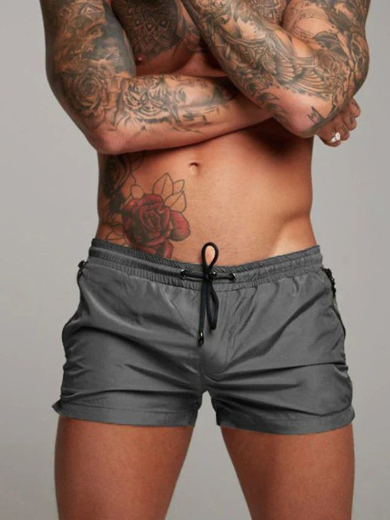 Bañadores de Hombre – Bañador Negro Slim de Secado Rápido y Largo Medio