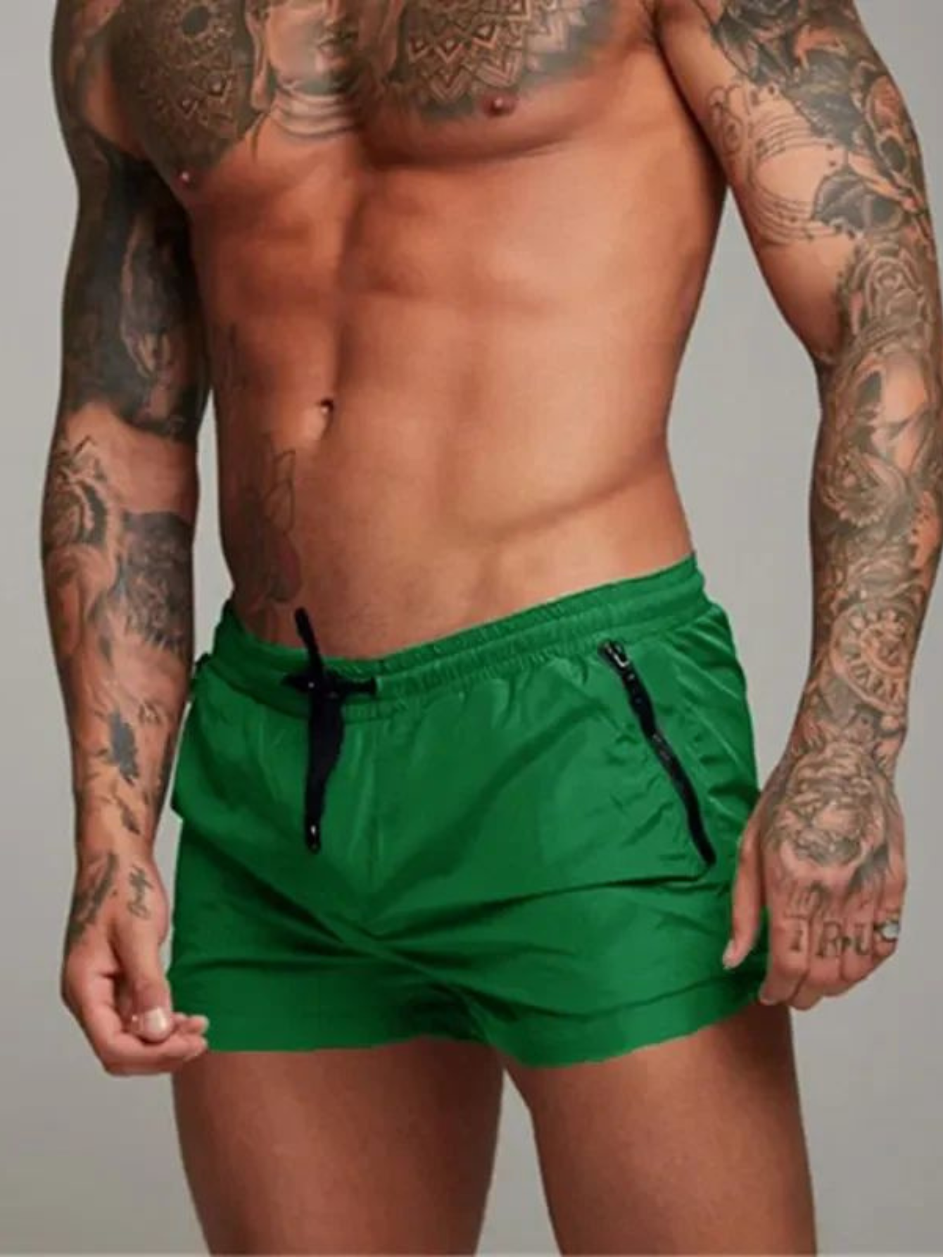 Bañadores de Hombre – Bañador Slim Fit Negro de Secado Rápido con Cordón