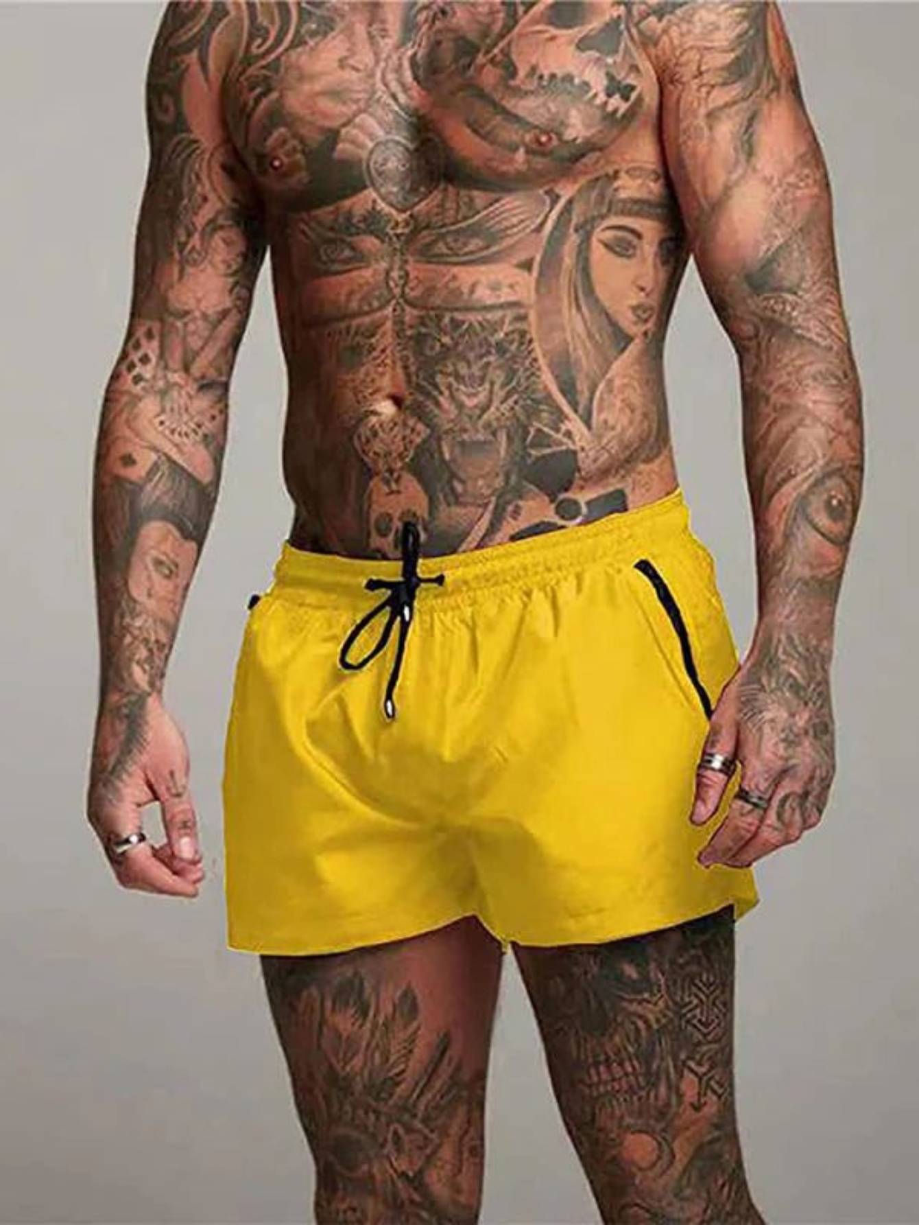 Bañadores de Hombre – Bañador Negro Slim de Secado Rápido y Largo Medio
