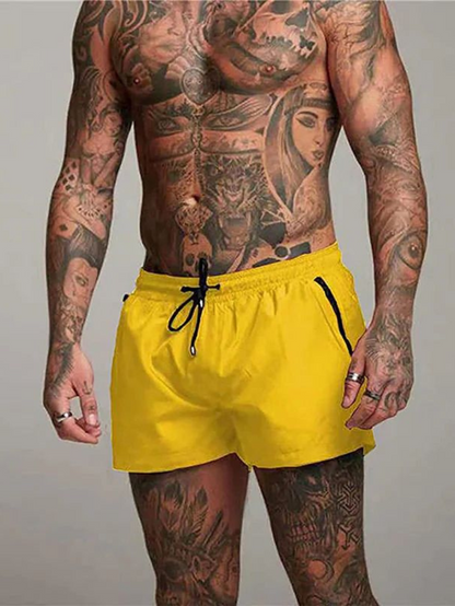 Bañadores de Hombre – Bañador Slim Fit Negro de Secado Rápido con Cordón
