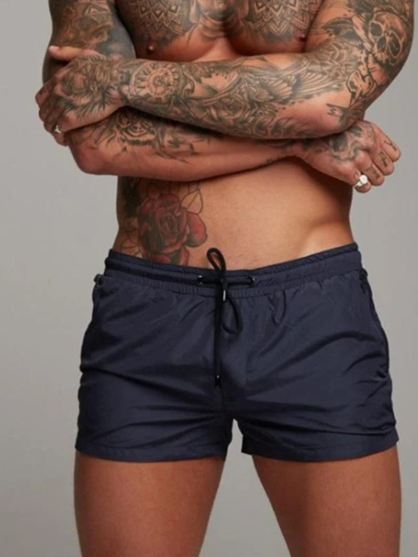 Bañadores de Hombre – Bañador Slim Fit Negro de Secado Rápido con Cordón