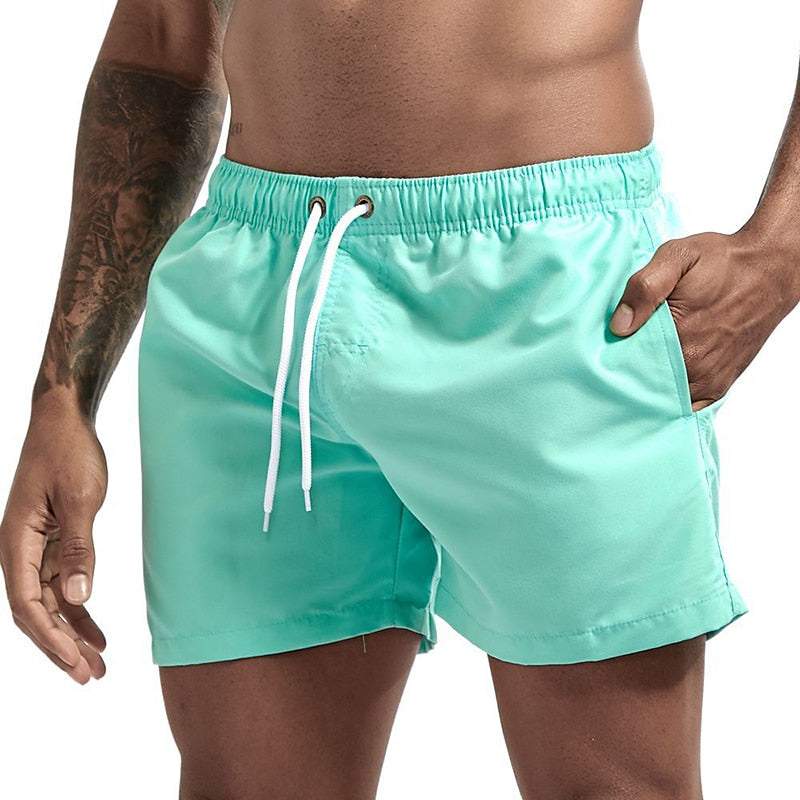 Bañadores de Hombre – Bañador Turquesa de Secado Rápido con Cordón y Bolsillo Lateral