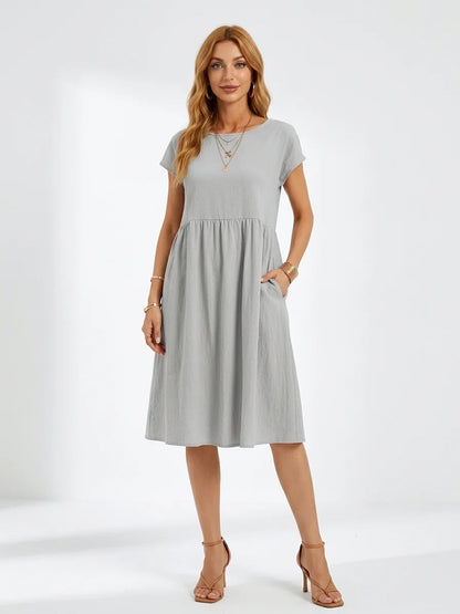 Dahlia Summer Maxi Dress | Elegant, Modern, Graceful - Gray - front
