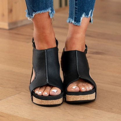 Serenity | Sandalias de Cuña con Plataforma de Ante – Comodidad y Altura
