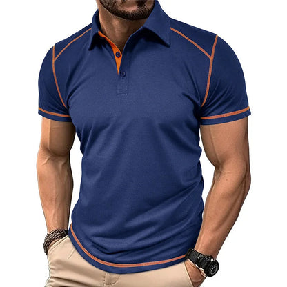 Polo de Hombre – Pespuntes en Contraste Corte Athletic Manga Corta