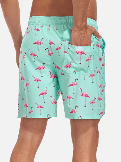 Bañadores de Hombre – Bañador Verde Menta con Estampado de Flamencos