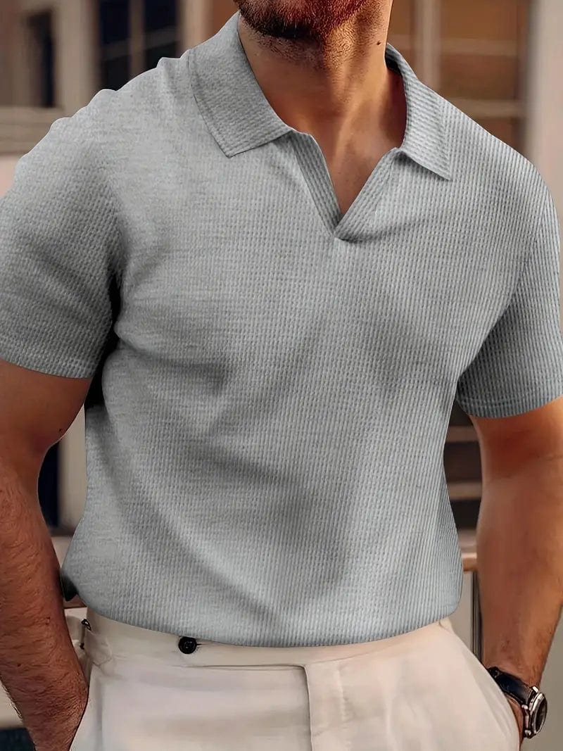 Polo de Hombre Momount – Knit de Canalé con Cuello en V sin Botones