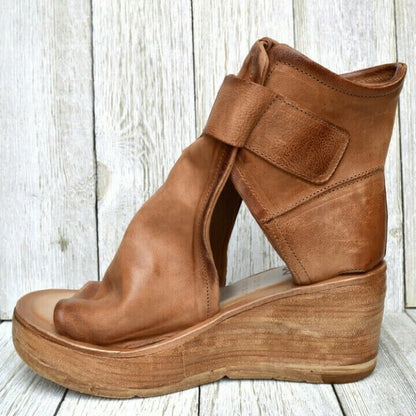 Cordova | Sandalias de Cuña con Plataforma de Ante y Hebilla