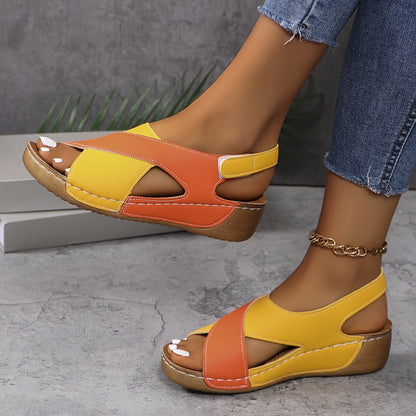 Sandalias de Cuña Plataforma de Mujer – Bicolor Plantilla Acolchada Slingback