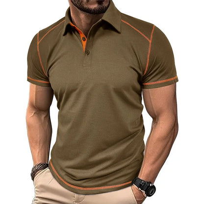 Polo de Hombre – Pespuntes en Contraste Corte Athletic Manga Corta
