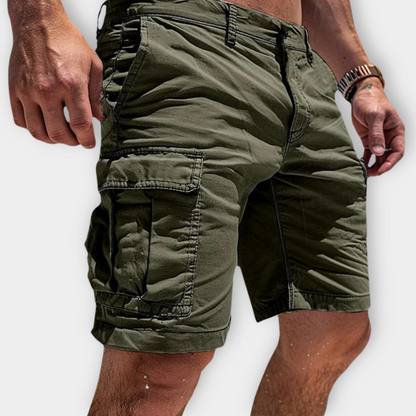 Pantalones Cargo de Hombre – Pantalón Corto Slim Fit de Algodón con Bolsillos de Solapa
