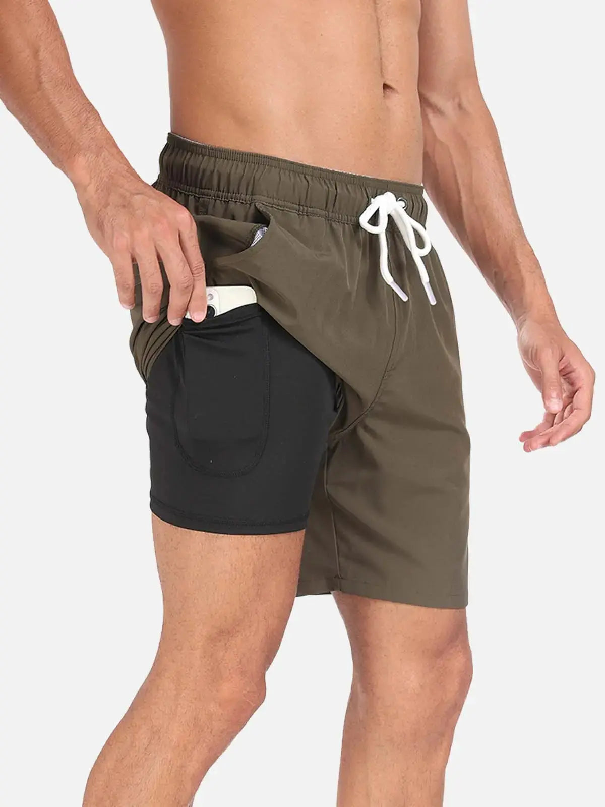 Bañadores de Hombre – Bañador Negro de Secado Rápido con Cordón Elástico