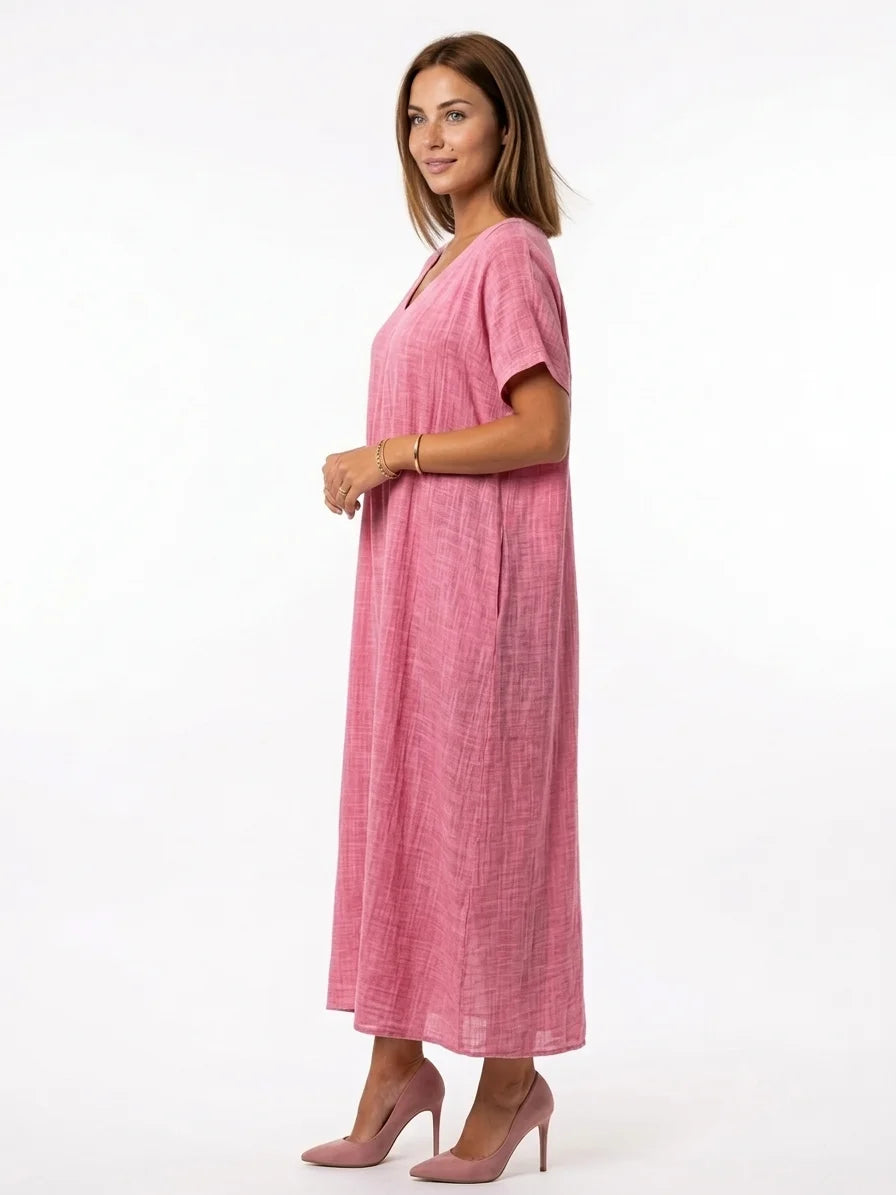 Alia Boho Summer Dress | Bohemian, Alluring, Vibrant - Pink - 3/4