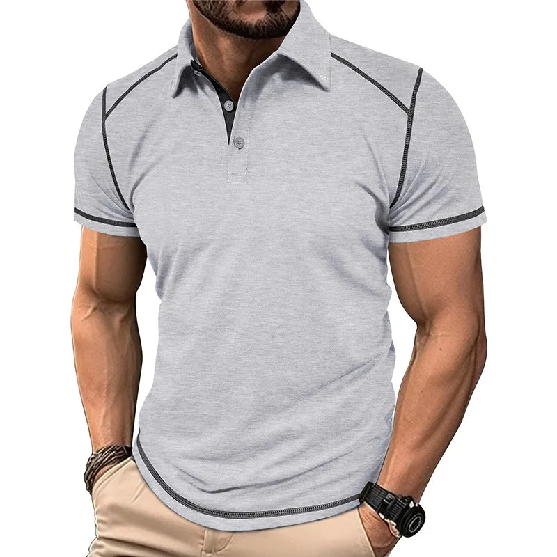 Polo de Hombre – Pespuntes en Contraste Corte Athletic Manga Corta