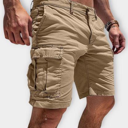 Pantalones Cargo de Hombre – Pantalón Corto Slim Fit de Algodón con Bolsillos de Solapa