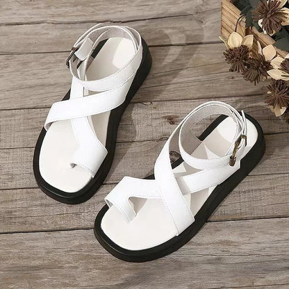 Sandalias Gladiadoras de Mujer – Cuero Coral Plataforma Tira al Tobillo