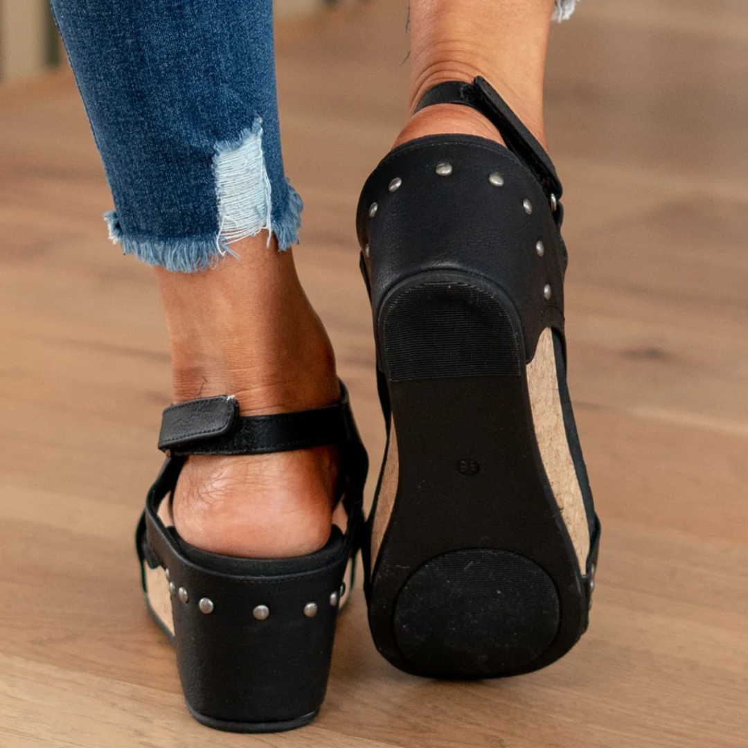 Serenity | Sandalias de Cuña con Plataforma de Ante – Comodidad y Altura