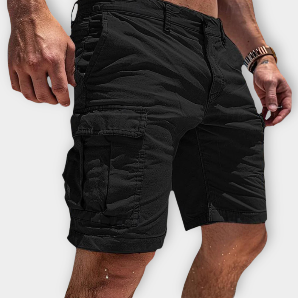 Pantalones Cargo de Hombre – Pantalón Corto Slim Fit de Algodón con Bolsillos de Solapa