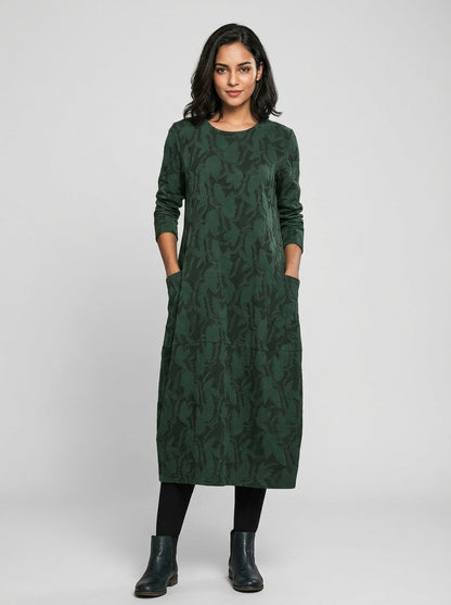 Sage Textured Midi Dress - Hero Deep Green