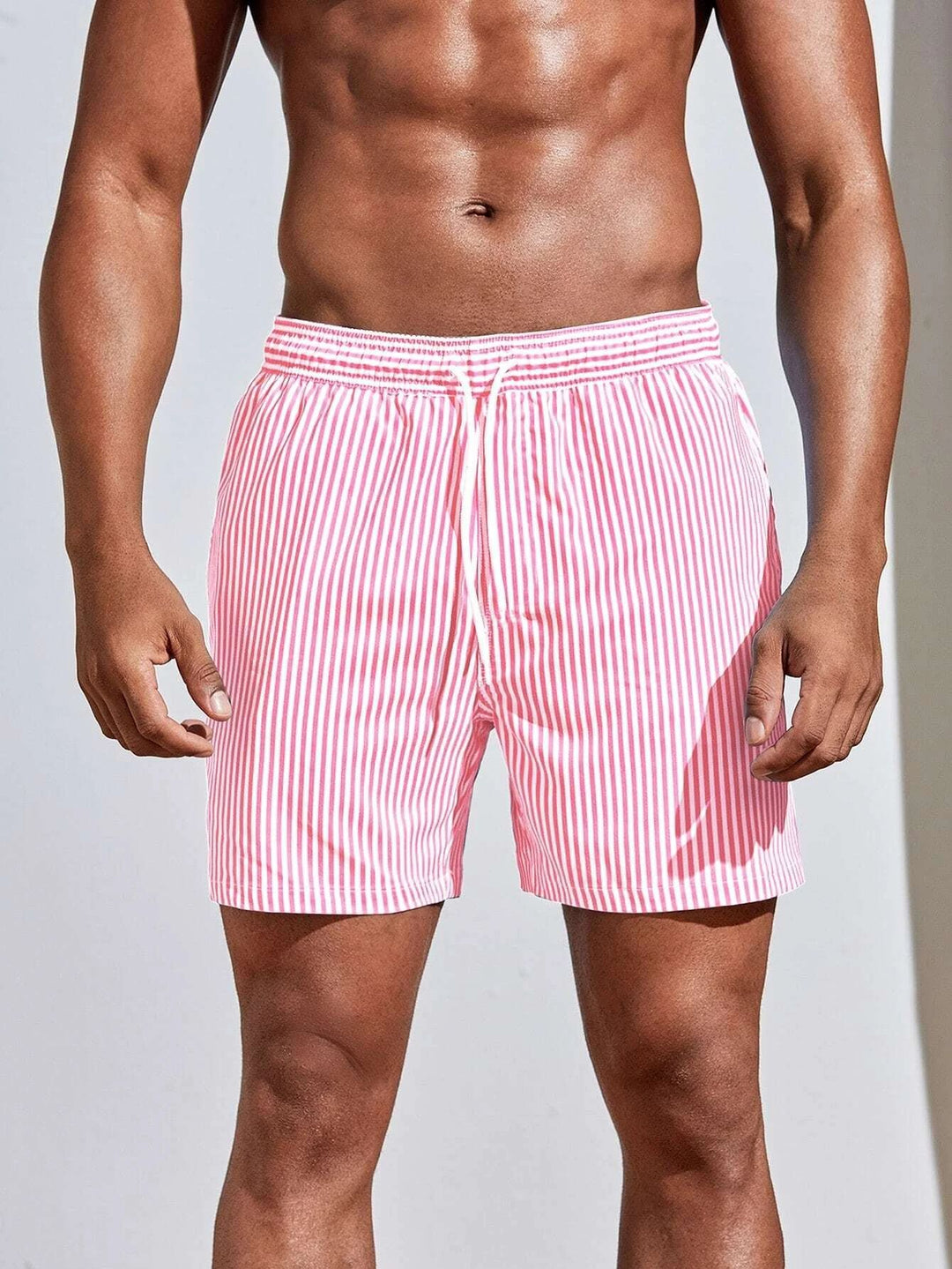Bañadores de Hombre – Bañador a Rayas Rosas y Blancas de Secado Rápido