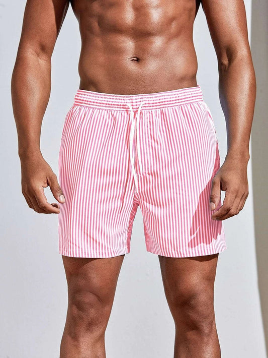Bañadores de Hombre – Bañador a Rayas Rosas y Blancas de Secado Rápido