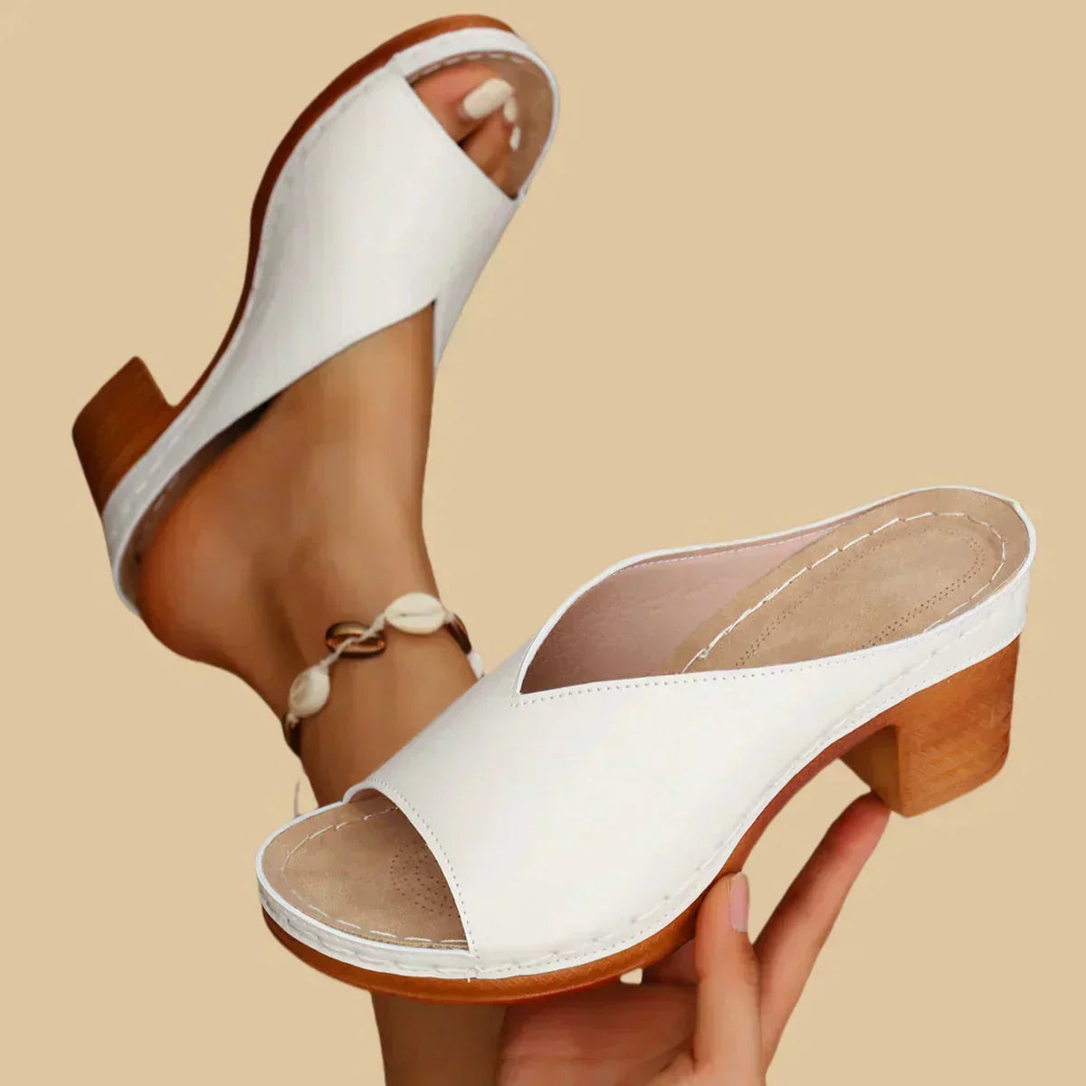 Miralena | Sandalias Mule de Plataforma y Tacón Cuadrado Metalizado Plateado