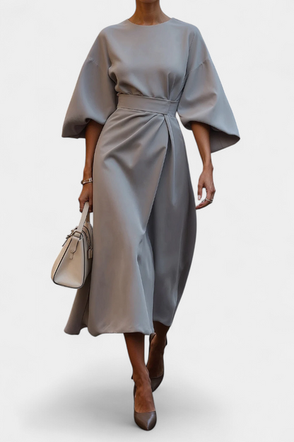 Micaela Lantern Sleeve Midi Dress | Cinched Waist, Refined