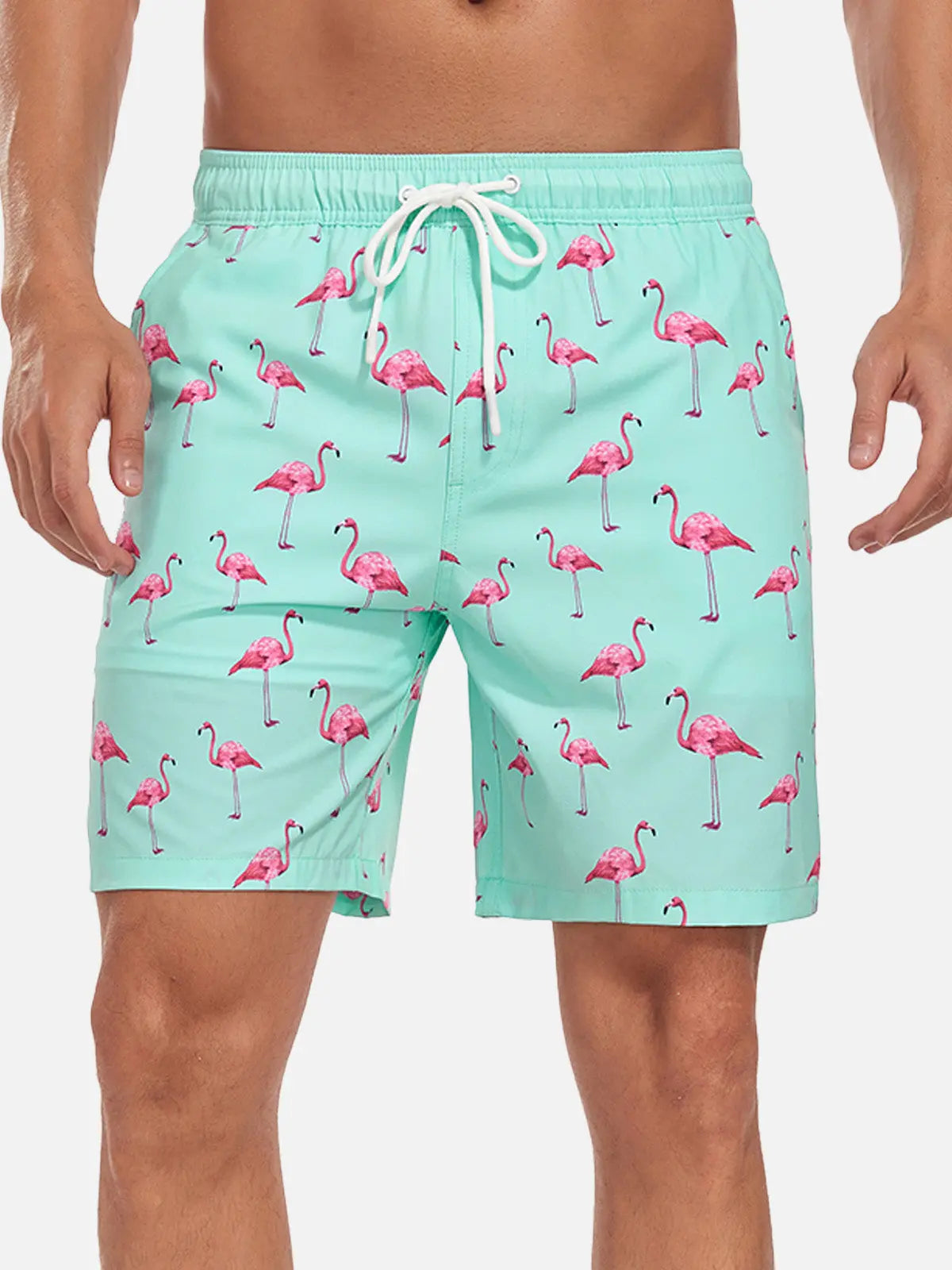 Bañadores de Hombre – Bañador Verde Menta con Estampado de Flamencos