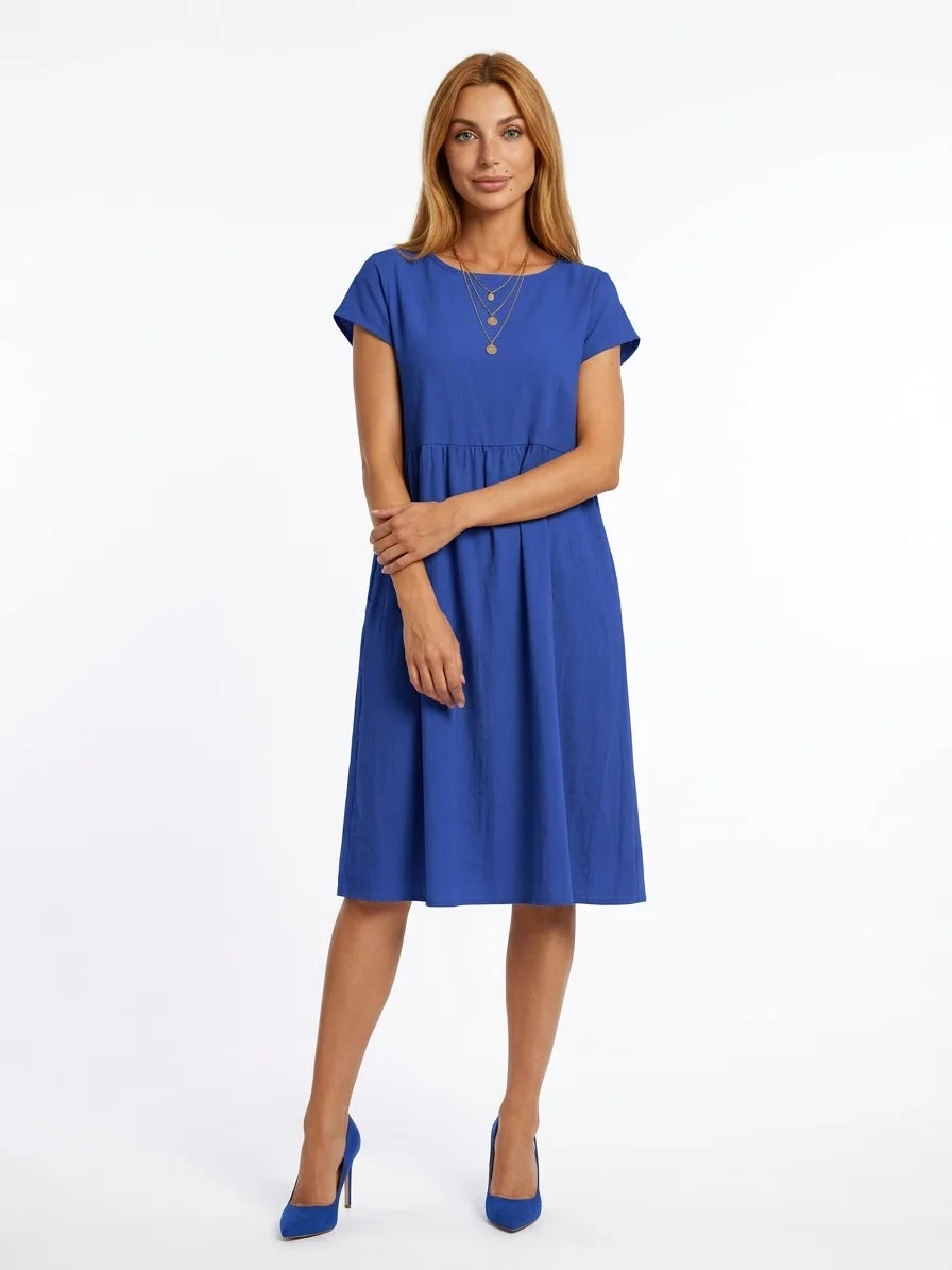 Dahlia Summer Maxi Dress | Elegant, Modern, Graceful - Blue - front