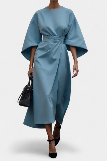 Micaela Lantern Sleeve Midi Dress | Cinched Waist, Refined