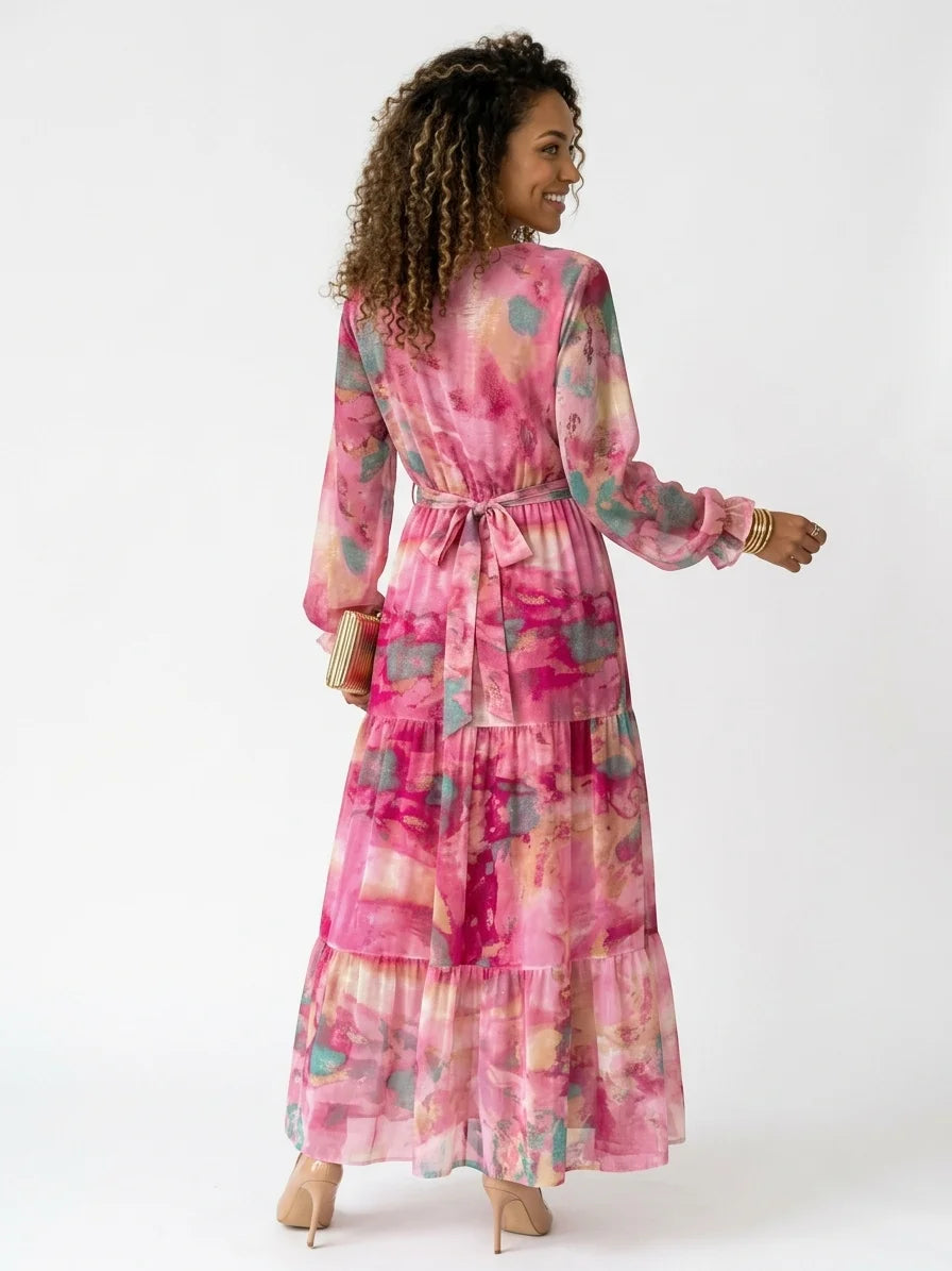 Dajana Floral Wrap Maxi Dress | Bold Print, Waist-Defining - main - back