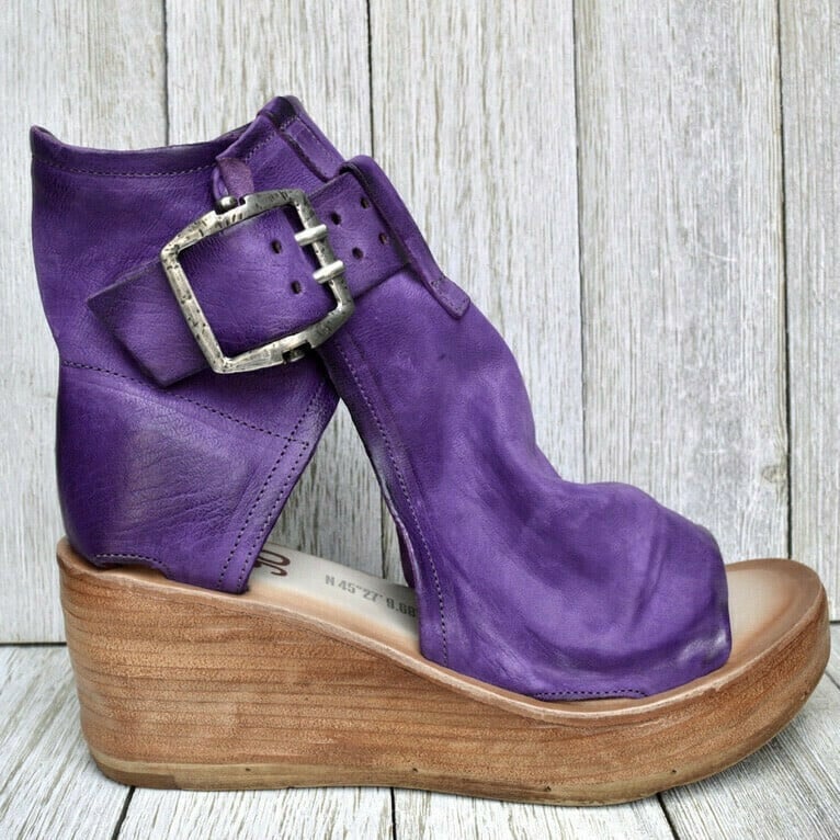 Cordova | Sandalias de Cuña con Plataforma de Ante y Hebilla