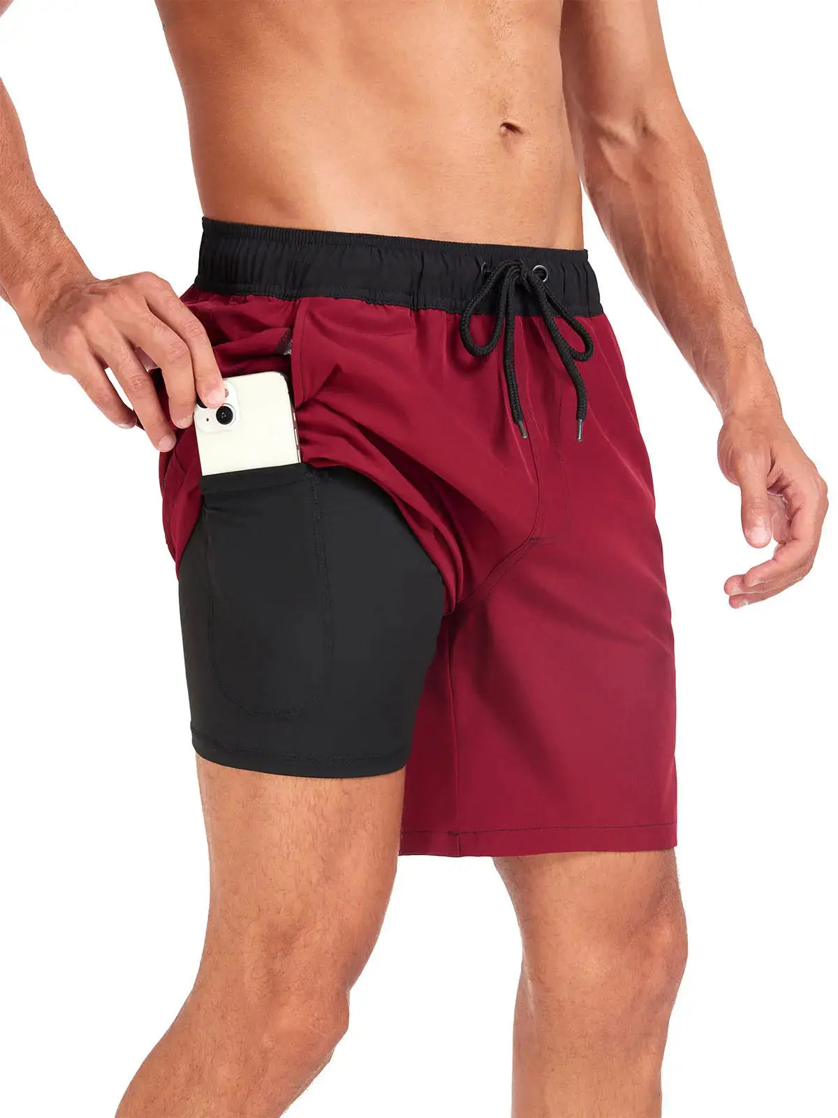 Bañadores de Hombre – Bañador Negro de Secado Rápido con Cordón Elástico